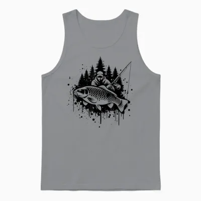 Carp Fisherman Shirt Fisherman Boy Fish Carp Fishing T-Shirt, Grey, S Unisex Tank Top - Sport Grey