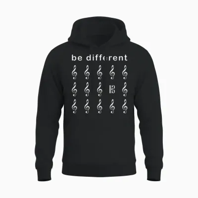 Viola Alto Key Saying Be Different Musician T-Shirt, Black, S Unisex Hoodie - Black