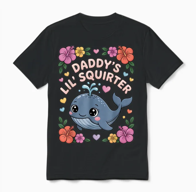 Daddys Little Squirter Funny Unappropriate Adult Humor Women Unisex T-Shirt in Black