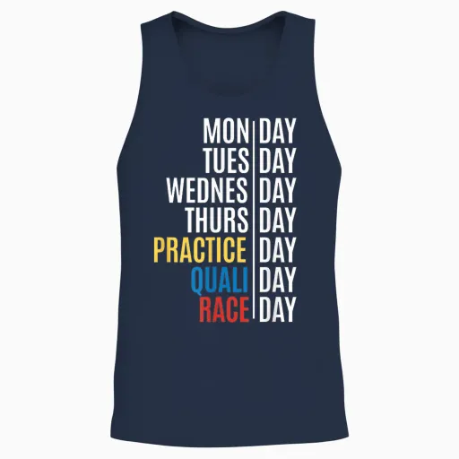 Rennwochen-Countdown Motorsport Fanatic Race Day Enthusiast T-Shirt, Black, S Unisex Tank Top - Navy