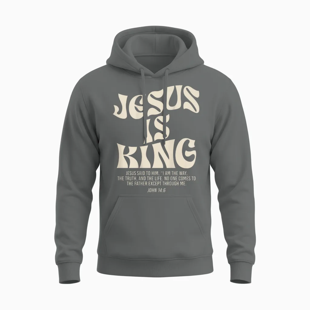 Jesus Is King Bible Verse John 14:6 Christian God Religious T-Shirt, Black, S Unisex Hoodie in Graphite Heather