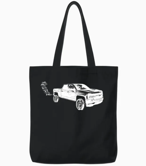 Duramax Diesel Truck Chevy Tread Rolling Coal Tote Bags in Black