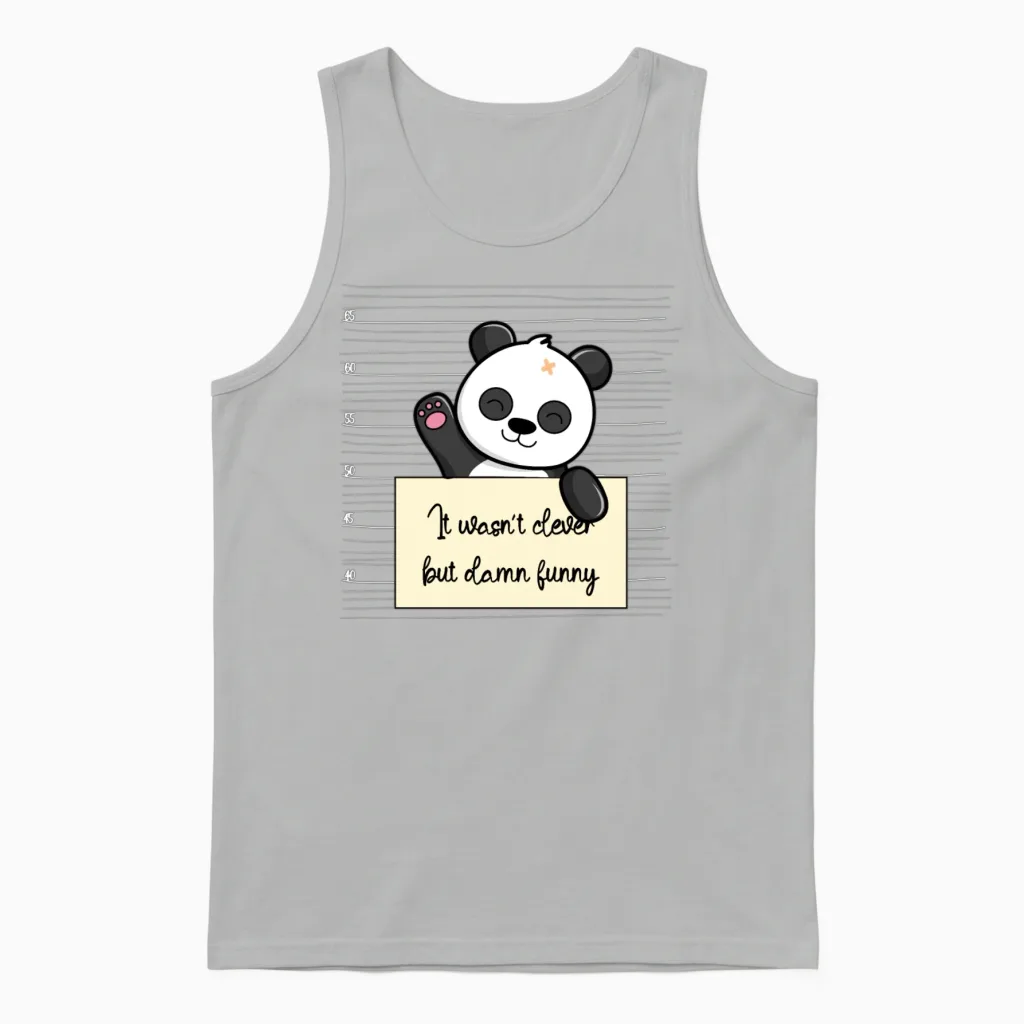 Panda Was Not Clever but Funny Unisex Tank Top in Ash