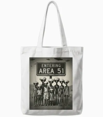 Vintage Aliens Family Group Photo Entrée Zone 51 Drôle Ovni Tote Bags - White