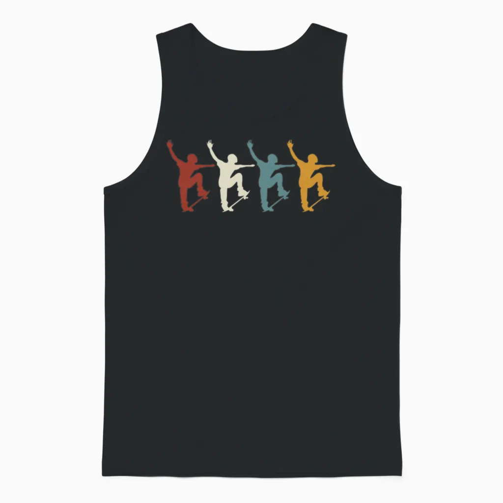 Retro Vintage Skateboard Unisex Tank Top in Black