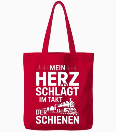 Mein Herz Schlägt Im Takt Der Schienen Railfan Tote Bags - Red