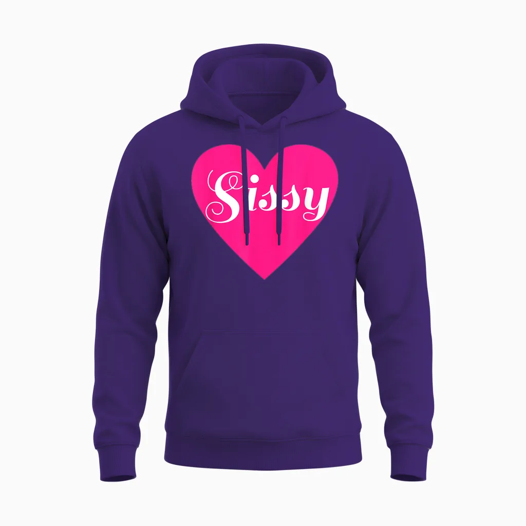 Sissy Love Femdom Femboy Maid in Herzform Unisex Hoodie in Purple