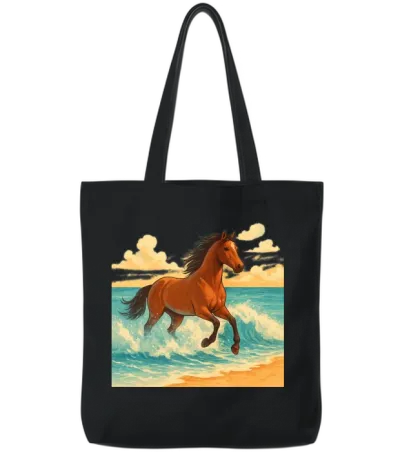 Majestic Horse Emerging from the Sea Tote Bags - Black
