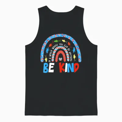 Autism Awareness Be Kind Why Fit in Doctor Teacher Cat Unisex Tank Top - Black