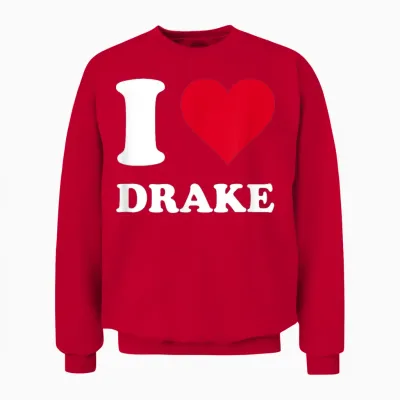 Red Heart I Love Drake T-Shirt, Black, S Unisex Sweatshirt - Red