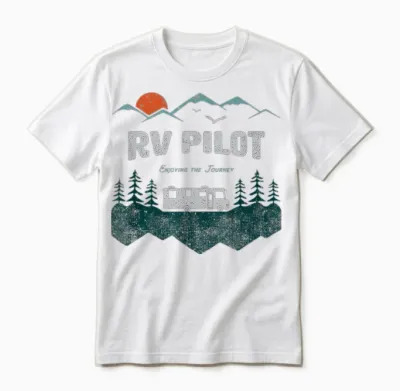 Rv Pilot Camping Shirt Motorhome Travel Vacation Gift Unisex T-Shirt - White