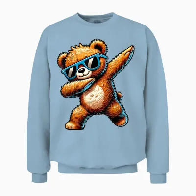 Cool Motif with Bear Unisex Cartoon Bear Dancing (dab) Black S T-Shirt, Black, S Unisex Sweatshirt - Light Blue