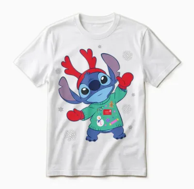 Disney Lilo & Stitch Christmas Outfit Celebration Unisex T-Shirt - White