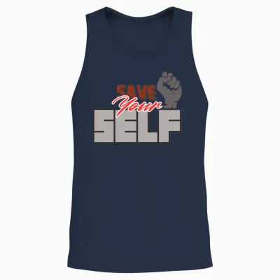 Save Your Self – Bold Fist Motivational Empowermen Unisex Tank Top - Navy