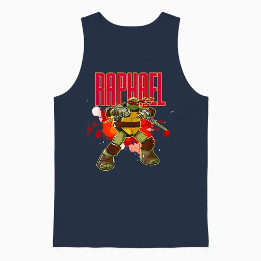 Raphael - Red Splatter Paint Unisex Tank Top in Navy