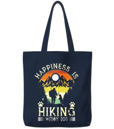 Hiking with Dog Tote Bags - Navy