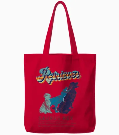 Retriever Saurus Rex Tote Bags - Red