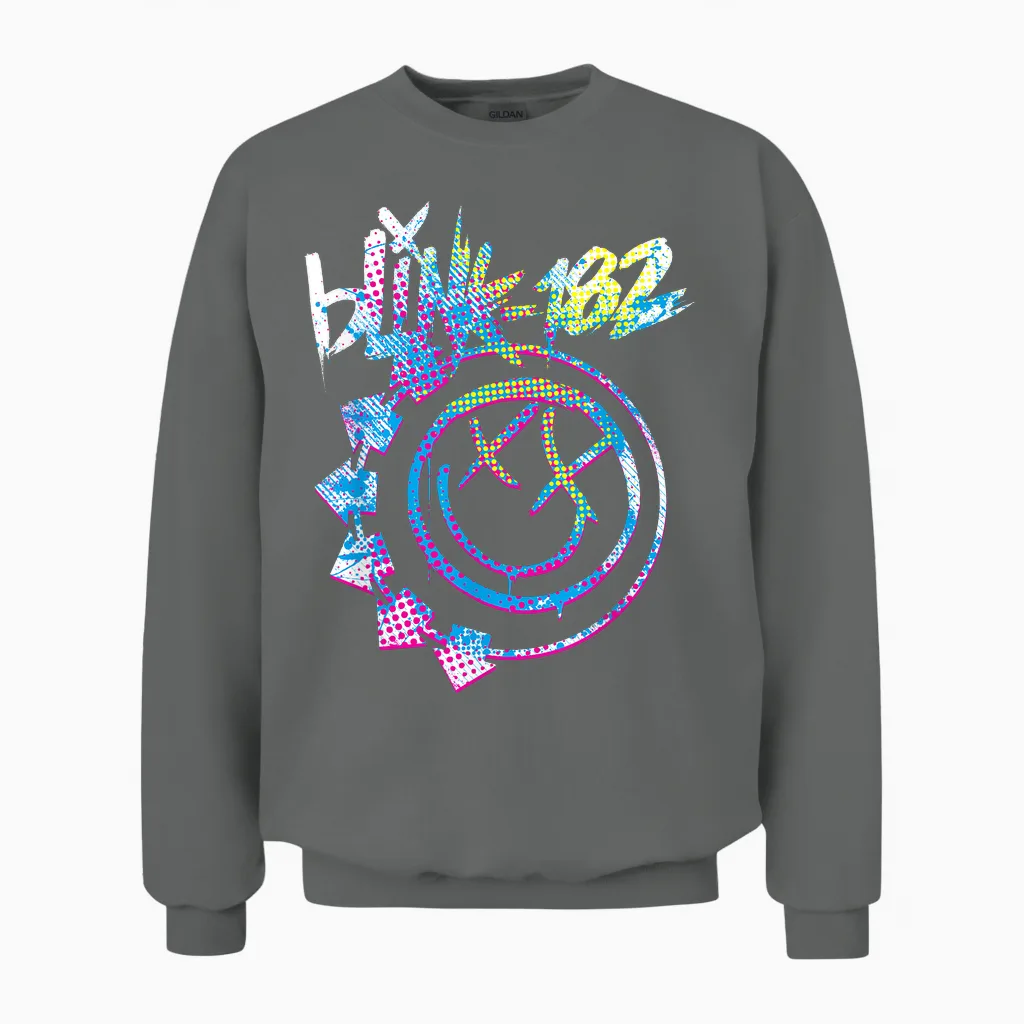Blink 182 Colourful Inset Rock Music by Rock Off Unisex Sweatshirt in Graphite Heather