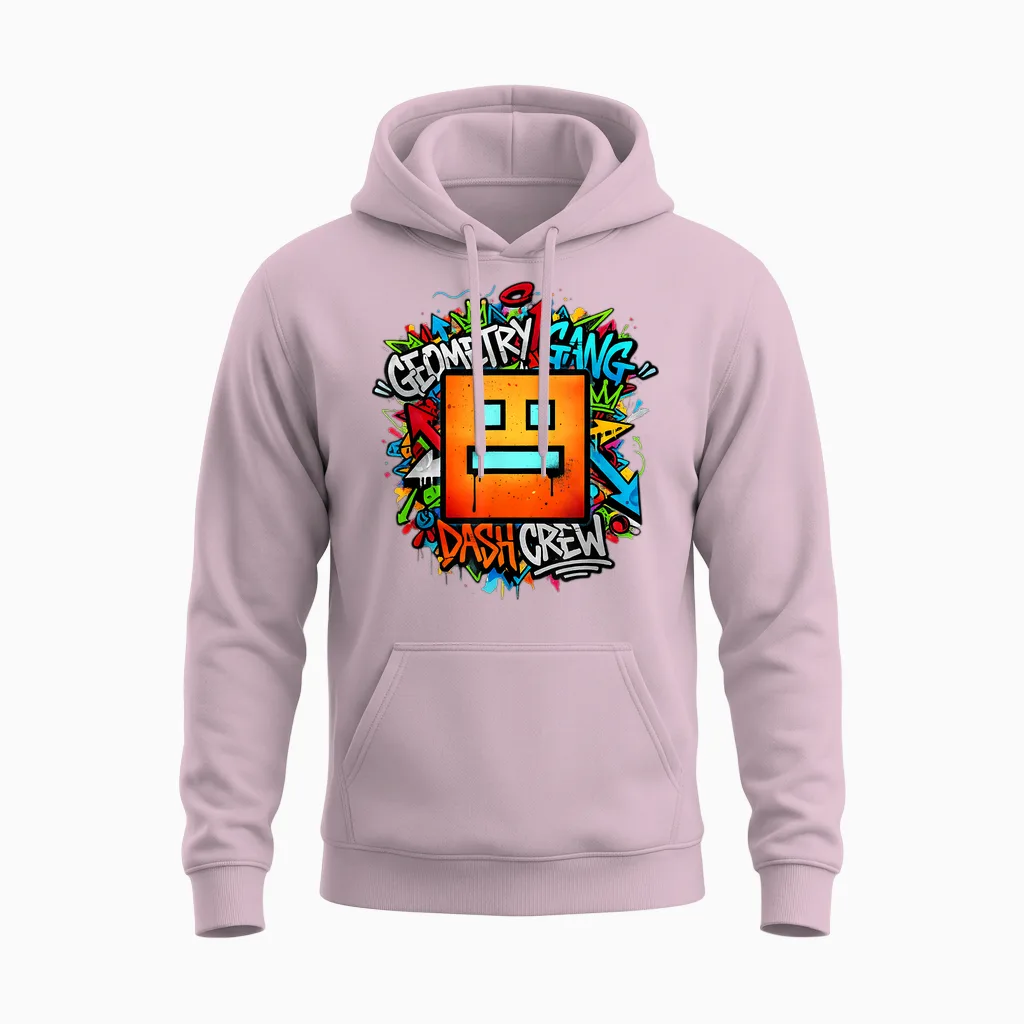 Geometry Gang Dash Crew Unisex Hoodie in Light Pink