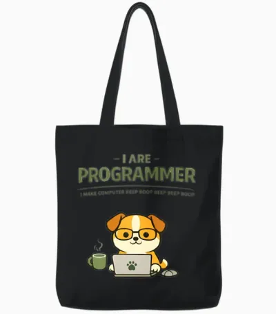 I Are Programmer Beep Boop Funny Tote Bags - Black