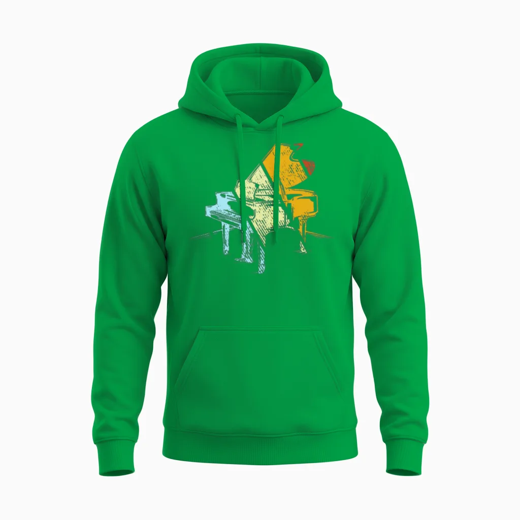 Piano Retro & Keys Unisex Hoodie in Irish Green