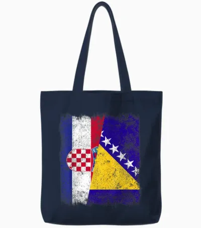 Kroatien Bosnien Und Herzegowina Halbflagge Tote Bags - Navy