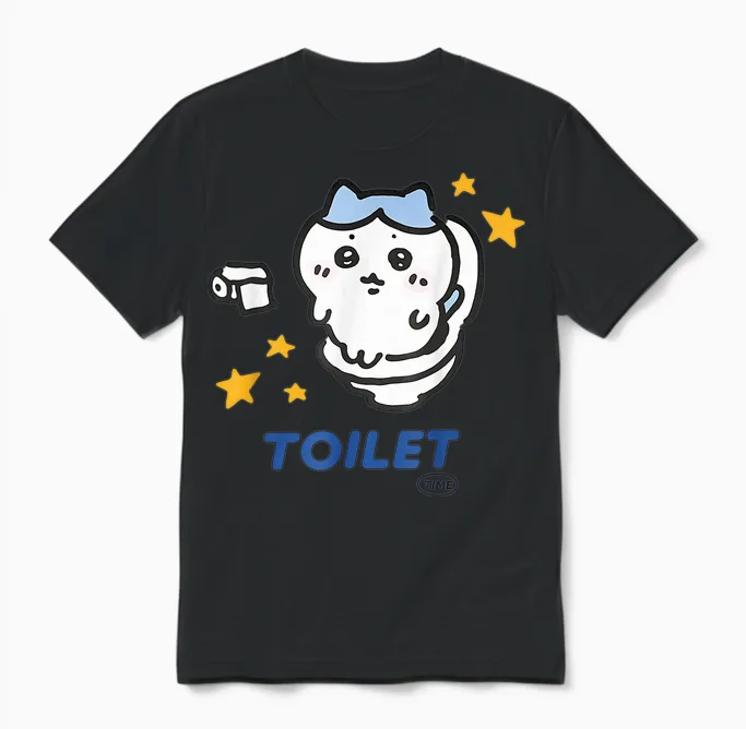 Toilet Time Chikawa Meme Memes & Humor Unisex T-Shirt in Black