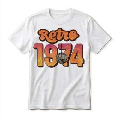Retro 1974 Disco Fever Party Design Unisex T-Shirt - White