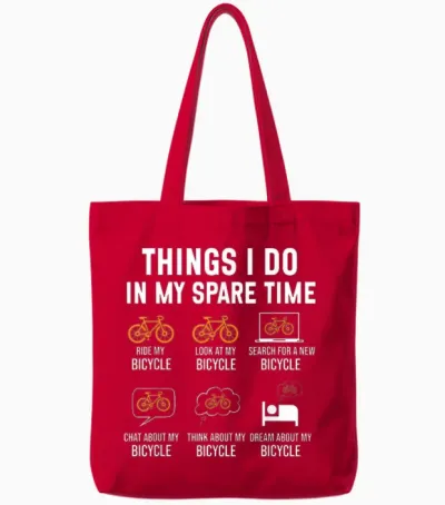 Funny Cycling Bicycle Rider Road Bike Racer Cyclist Joke Tote Bags - Red