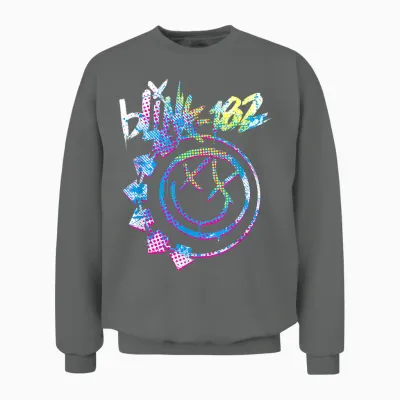 Blink 182 Colourful Inset Rock Music by Rock Off Unisex Sweatshirt - Graphite Heather