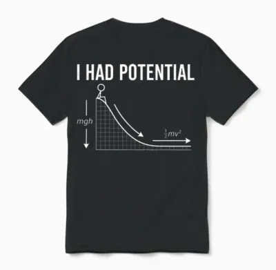 I Had Potential Physics Formula Energy Science Humour Nerd Unisex T-Shirt - Black