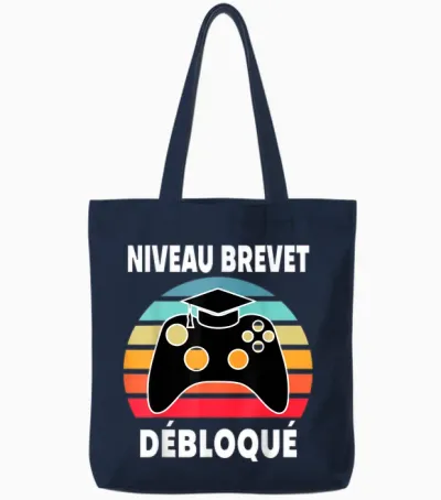 Réussite Brevet Diplôme Collège Vintage Collégien Gaming Ado Tote Bags - Navy