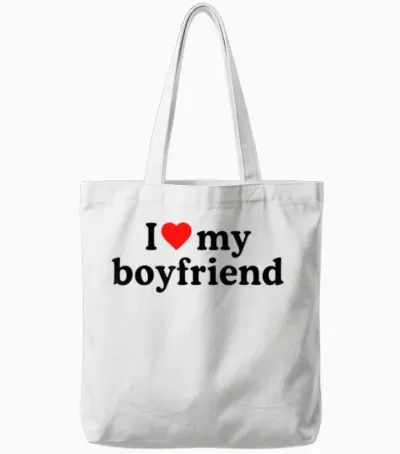 I Love My Bf Boyfriend · I Heart My Bf Valentine's Day Tote Bags - White
