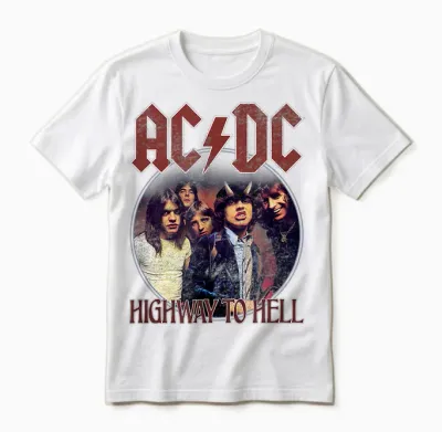 Offizielles Ac/dc Highway to Hell Kreis Band Hard Rock Unisex T-Shirt - White