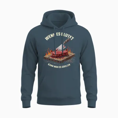 Wenn Es Blutet, Kann Man Grillen Bbq Spaß Unisex Hoodie - Dark Heather