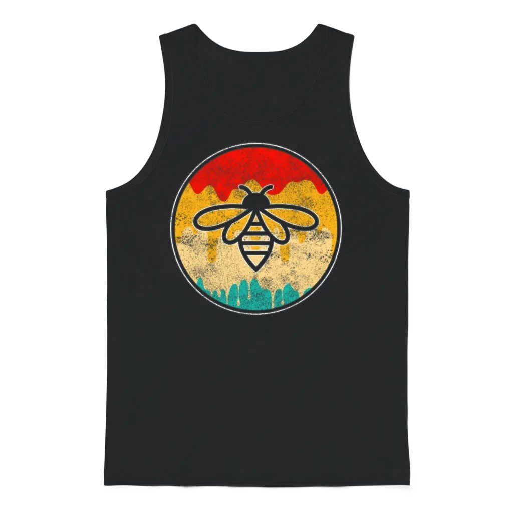 Bee Retro Unisex Tank Top - Black