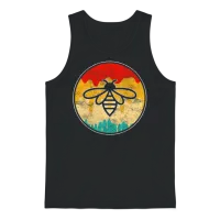 Bee Retro Unisex Tank Top - Black – 1