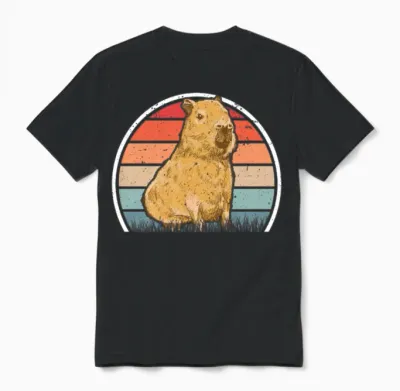 Capybara Retro Vintage Unisex T-Shirt - Black
