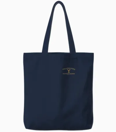Yellowstone Dutton Ranch Gold Pocket Logo T-Shirt, Black Tote Bags - Navy