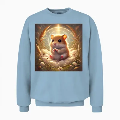 Hamster Mit Gänseblume – Niedliches Comic-Motiv Unisex Sweatshirt - Light Blue