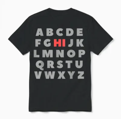 Hi Alphabet Letters Learning Abc Funny Gift Toddler Kids T-Shirt, Black, S Unisex T-Shirt - Black