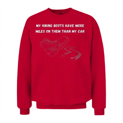 Funny Hiking More Miles Unisex Sweatshirt - Red