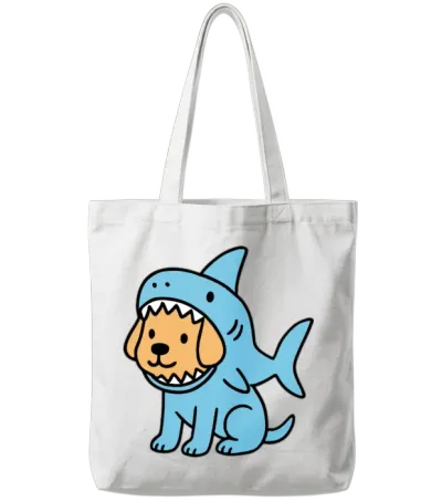 Dog in Shark Costume Tote Bags - White