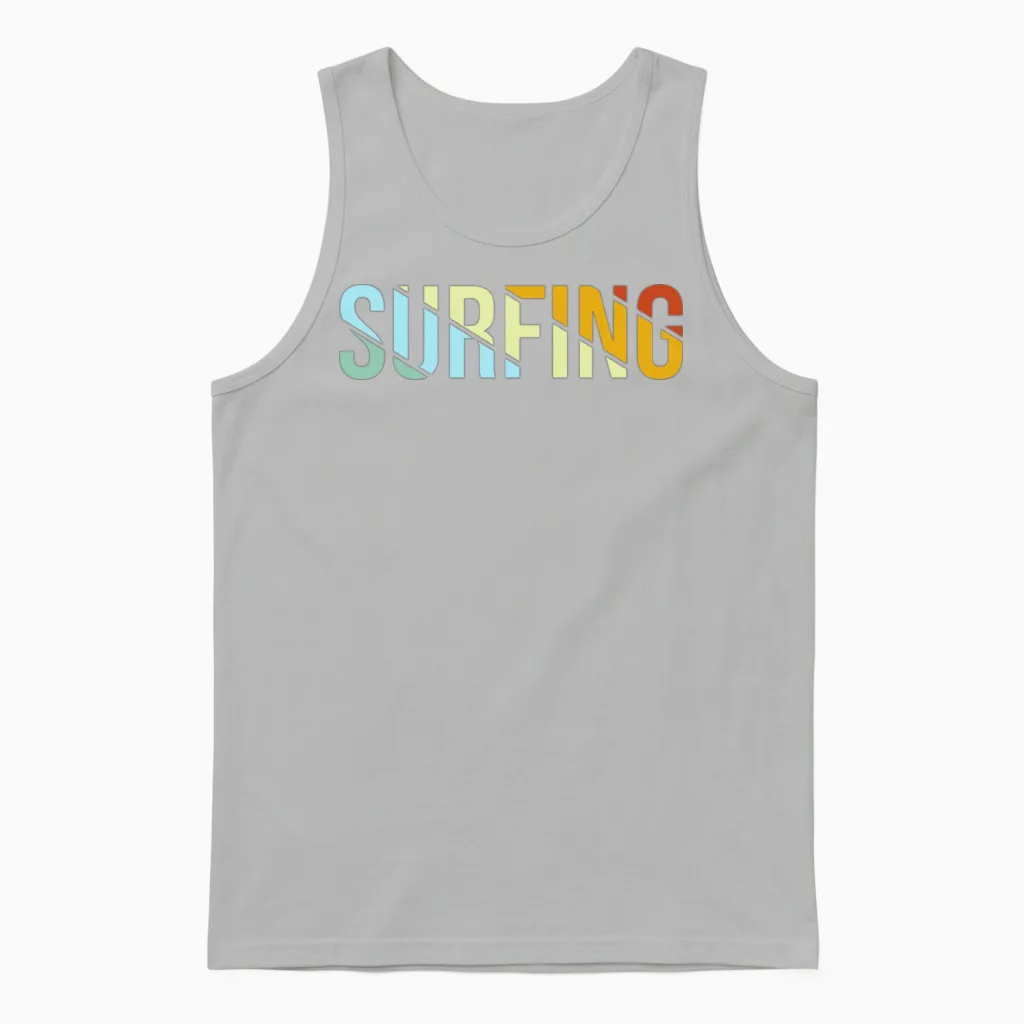 Surfing Retro Unisex Tank Top in Ash