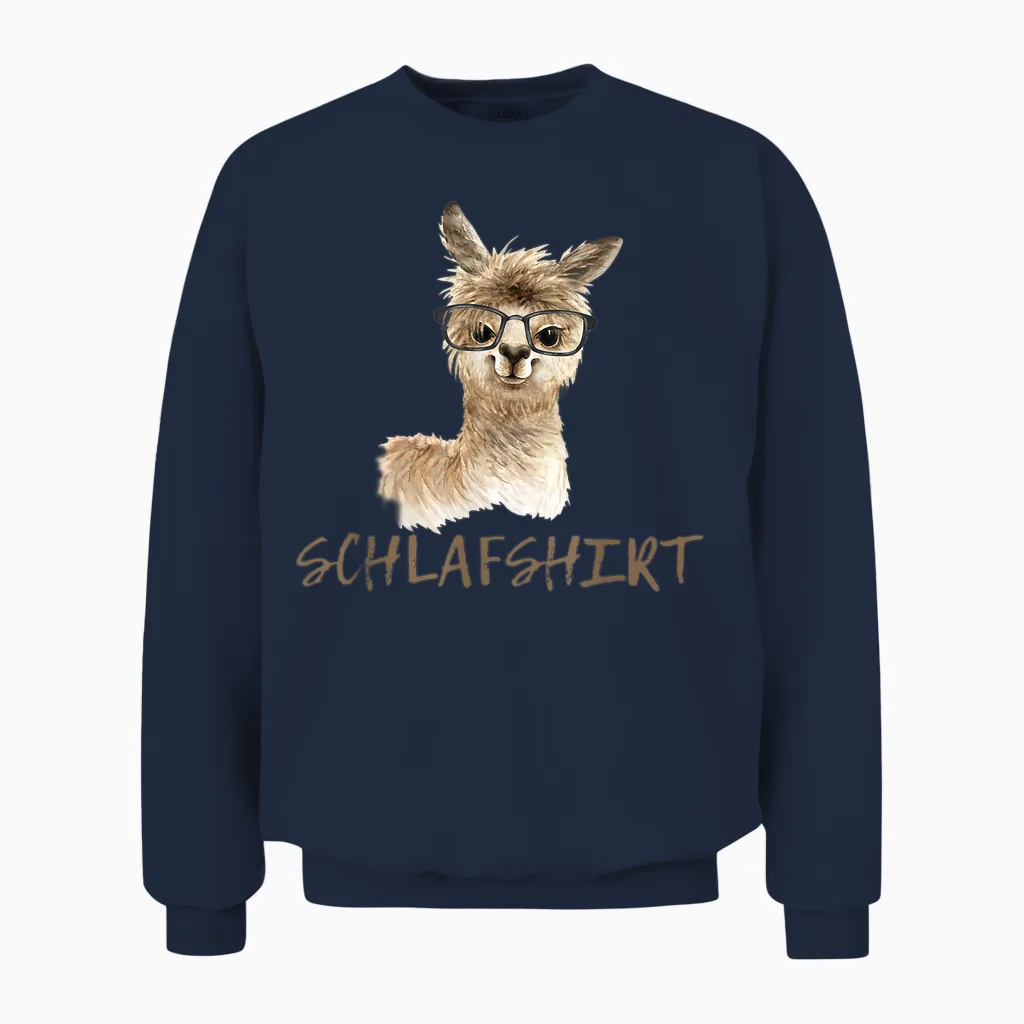Llama with Glasses Sleep Shirt Funny Saying Alpaca Gift Unisex Sweatshirt in Navy