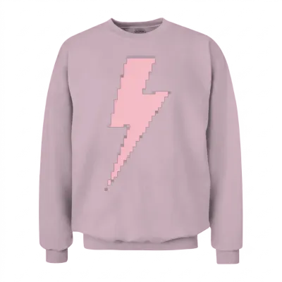Retro Pixels Pink Lightning Bolt Unisex Sweatshirt - Light Pink