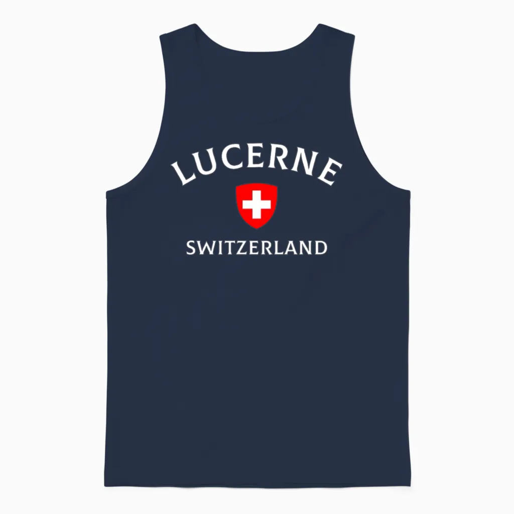 Lucerne Switzerland, Swiss Switzerland Unisex Tank Top in Navy
