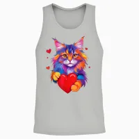 Chemise Maine Coon Cat - Graphique Coloré Maine Coon Heart Unisex Tank Top in Ash - 2