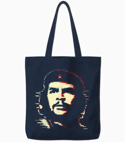 Che Guevara Rebel Shirt Icon Pixel Art Glitch Pop Art Retro Tote Bags - Navy