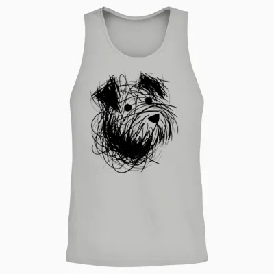 Minimalist Dog Sketch Doodle Dog Portrait Unisex Tank Top - Ash